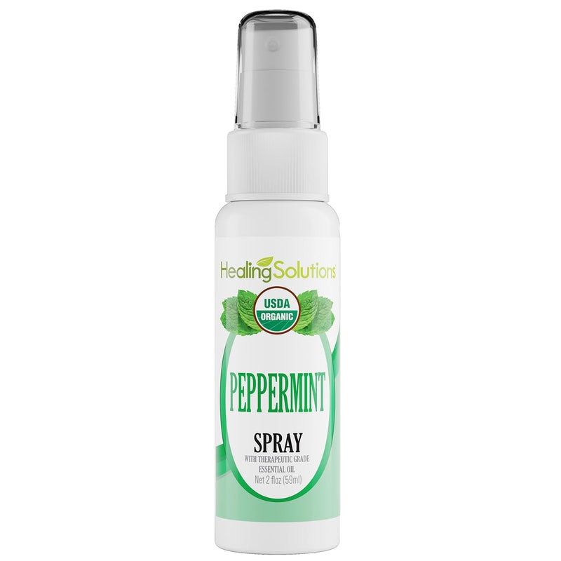 Healing Solutions - Peppermint Essential Oil Spray, (2 oz) USDA Certified Organic Aromatherapy Room & Linen Spray, Pillow & Bedding Mist, Shower Steam, Natural Peppermint Air Freshener - Image 1